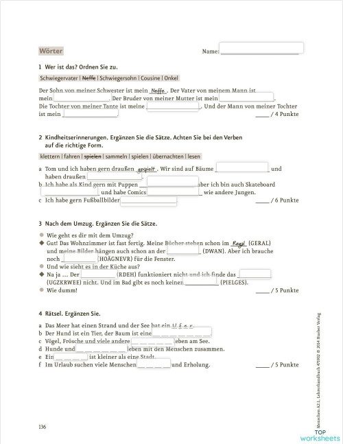 Prüfung: interaktive Arbeitsblätter und Online-Übungen | TopWorksheets