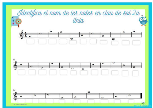 Notes en clau de sol i en clau de fa en 4a. Fitxa interactiva ...
