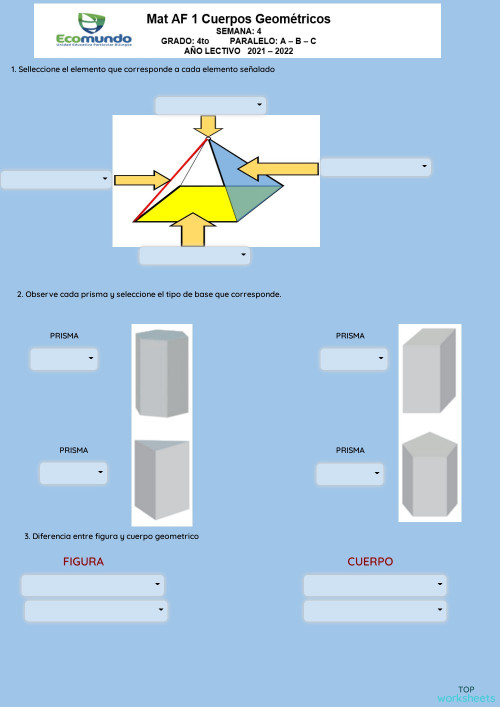 Cuerpos geométricos: fichas interactivas y ejercicios online