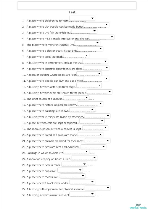 workplace test. Interactive worksheet | TopWorksheets