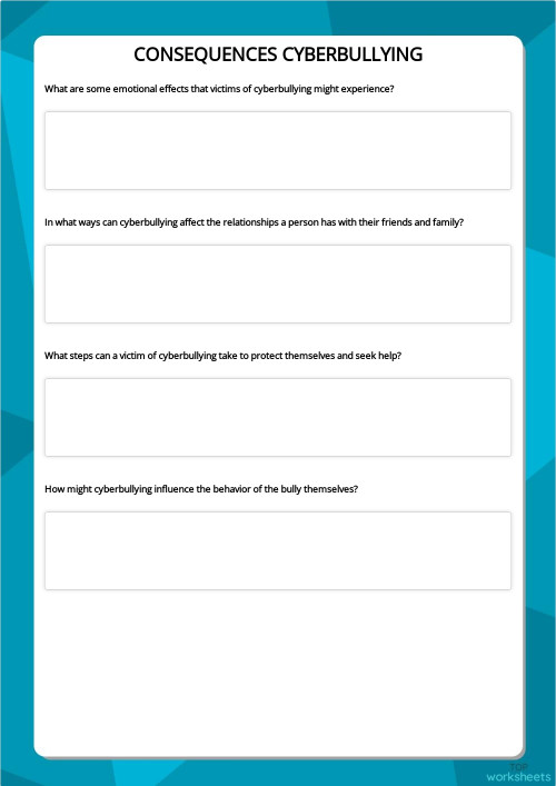 CONSEQUENCES CYBERBULLYING. Interactive worksheet TopWorksheets