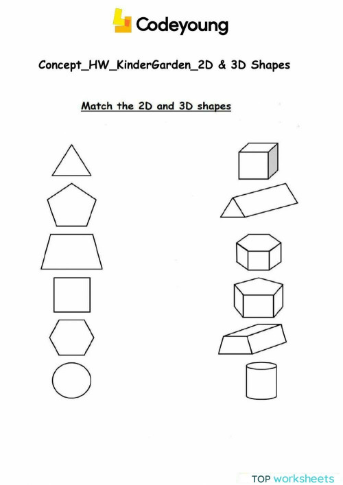2D 3D Matching. Interactive worksheet | TopWorksheets