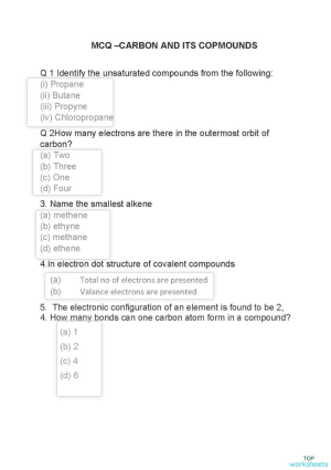 CARBON AND ITS COPMPOUND. Interactive worksheet | TopWorksheets