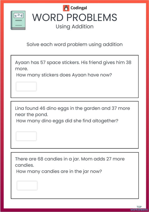 M_G02M05L26_WC03_Word_Problems_on_Addition. Interactive worksheet ...