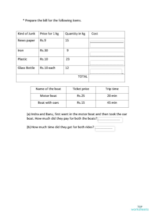 Revision class 4 maths( junk Seller) Interactive worksheet TopWorksheets Revision class 4 maths( junk Seller) Interactive worksheet TopWorksheets