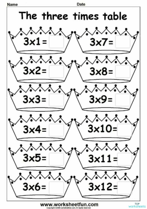 multiplication table 3 interactive worksheet topworksheets