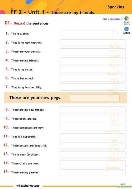 FF 2 - Unit 01 - Those are my friends - Speaking. Interactive worksheet ...