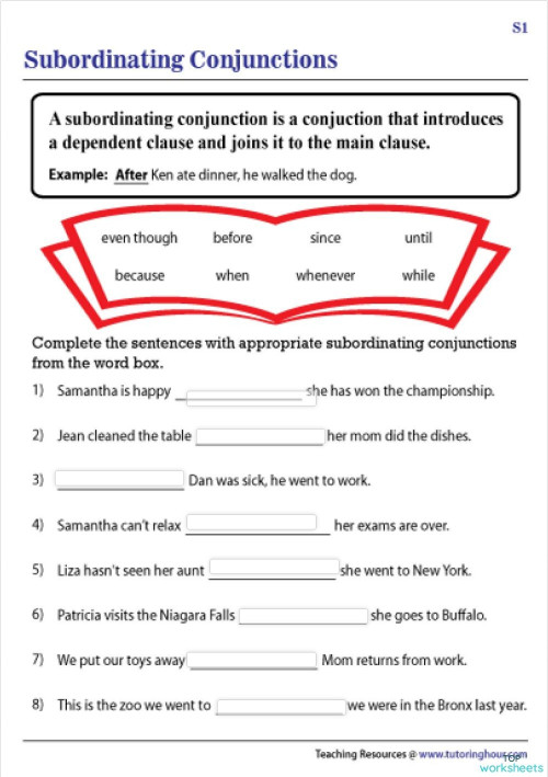 BASIC - LESSON 15 - REVISION - SUBORDINATING CONJUNCTION. Interactive ...