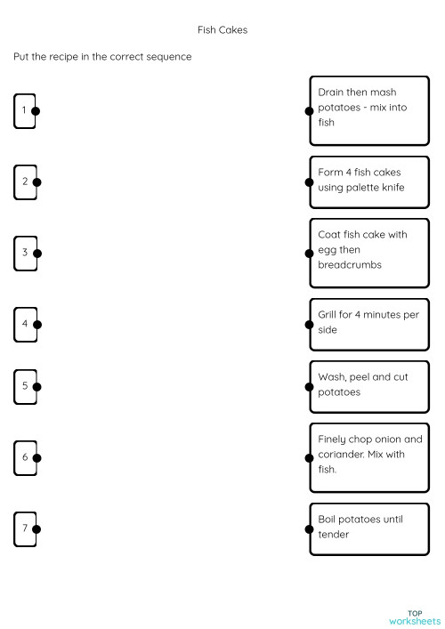 Fish Cakes. Interactive worksheet TopWorksheets