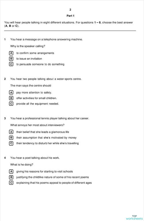 B2 Listening Interactive Worksheet Topworksheets B2 Listening Interactive Worksheet Topworksheets