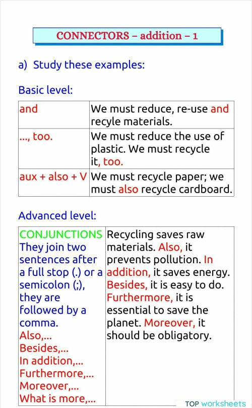 Logical connectors 1. Interactive worksheet TopWorksheets