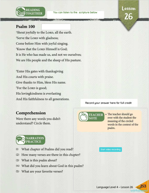 Lesson 26: Pg 253 Reading Together. Interactive worksheet | TopWorksheets