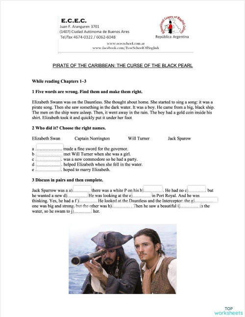 WHILE READING ACTIVITIES CHAPTERS 1-3. Interactive worksheet ...