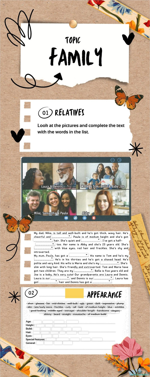 Family and relatives. Interactive worksheet | TopWorksheets