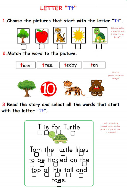 Letter Tt Exercise. Interactive worksheet | TopWorksheets