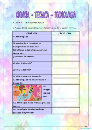 CIENCIA TECNICA Y TECNOLOGIA. Ficha interactiva | TopWorksheets