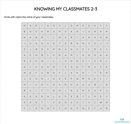 KNOWING MY CLASSMATES 2-3. Interactive worksheet | TopWorksheets
