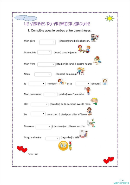 Fiches interactives et exercices en ligne en fran ais topworksheets