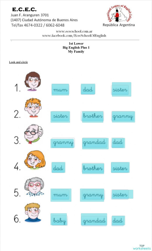HW 16/5: Family. Interactive worksheet | TopWorksheets
