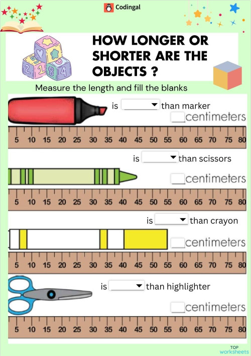 M_G01M12L45_WA03_Comparing Lengths. Interactive worksheet | TopWorksheets