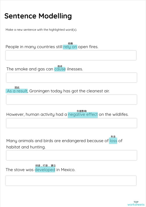 Sentence Modelling Think 2 Unit 5. Interactive worksheet TopWorksheets