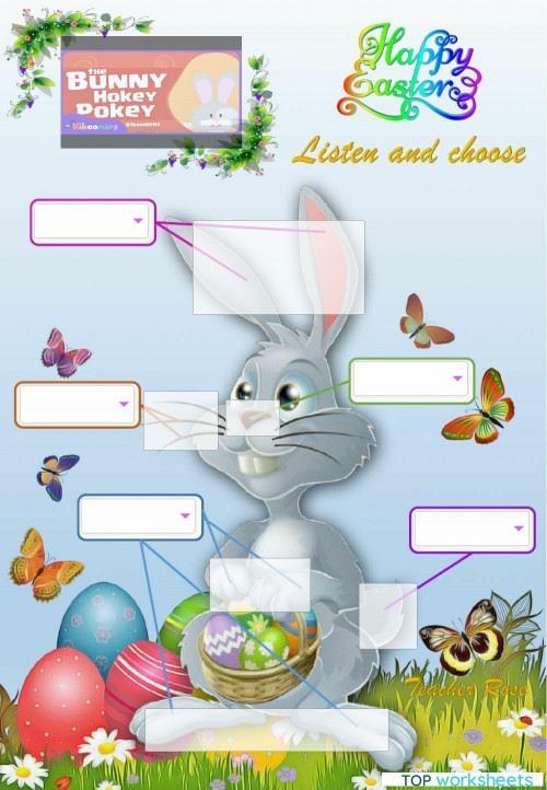 Easter Bunny Hockey Pockey. Interactive worksheet TopWorksheets