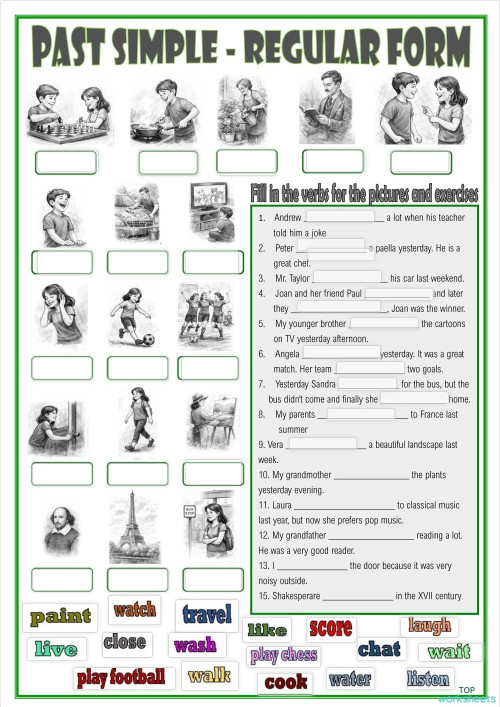 Past Simple_Regular form_ Exercise. Interactive worksheet | TopWorksheets