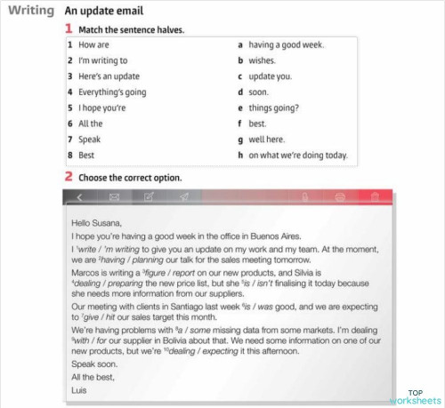 Update email. Interactive worksheet | TopWorksheets