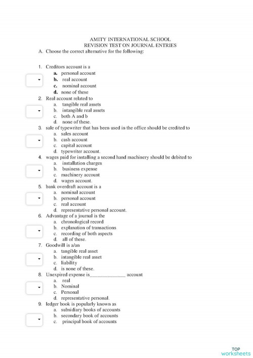 JOURNAL ENTRIES_TEST 1. Interactive worksheet TopWorksheets