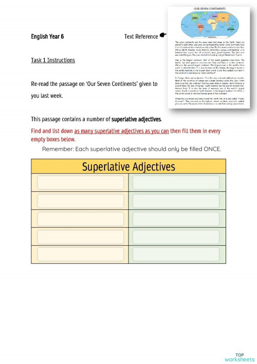 Eng Y6W2T1 Identifying Superlative Adjectives. Interactive worksheet ...