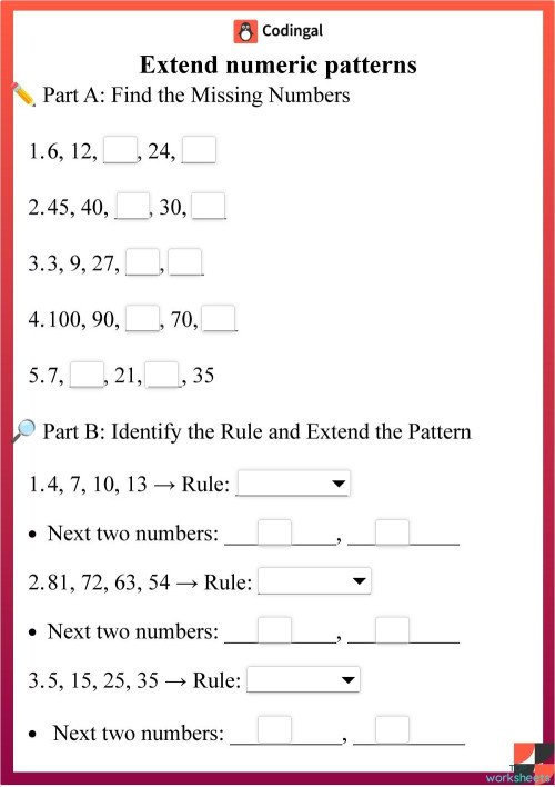 patterns: interactive worksheets and online exercises | TopWorksheets
