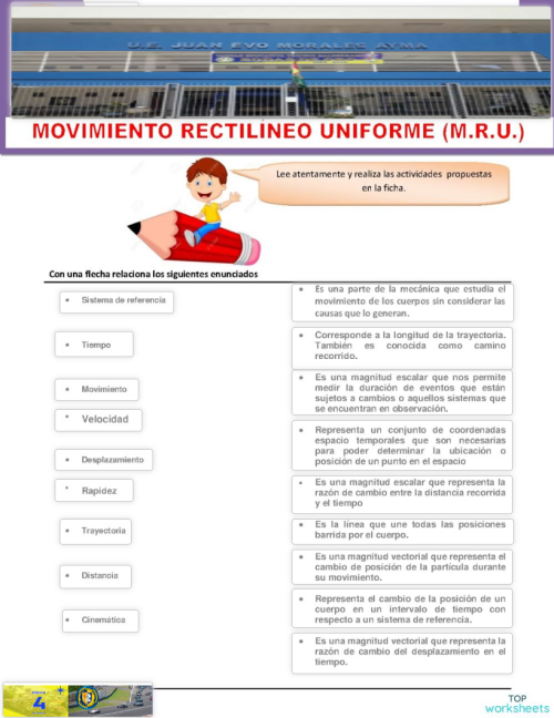 CINEMATICA 1 M.R.U. 1. Ficha interactiva | TopWorksheets