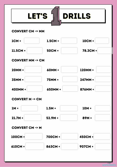 convert length, mass, volume. Interactive worksheet | TopWorksheets