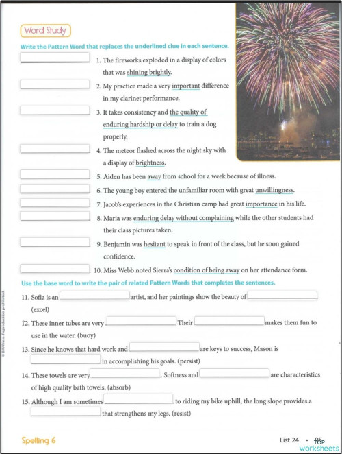 List 24: Word Study Pg 95. Interactive worksheet | TopWorksheets