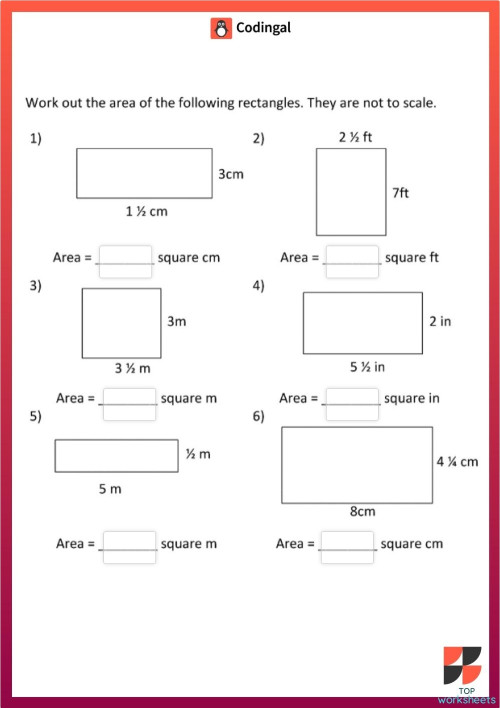 M_G05M16L44_WA01_Area of Rectangles. Interactive worksheet | TopWorksheets