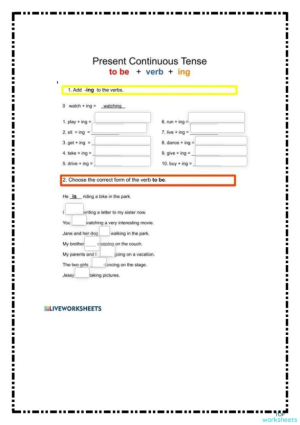 PRESENT CONTINUOUS 1. Interactive worksheet | TopWorksheets