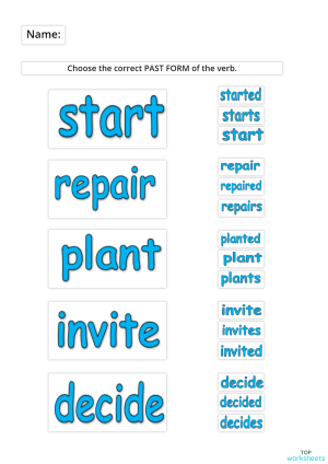 Past Form of the verb. Interactive worksheet | TopWorksheets
