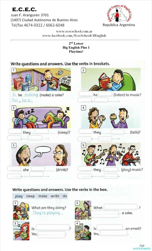 HW 11/6: Present Continuous. Interactive worksheet | TopWorksheets