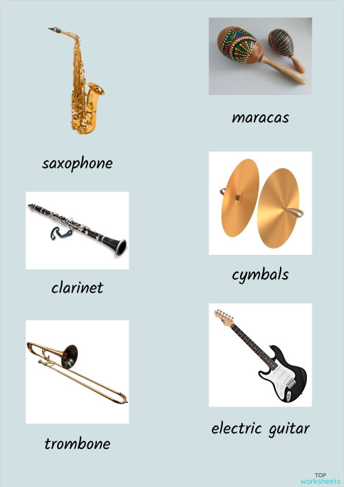 English club musical instruments part 2. Interactive worksheet