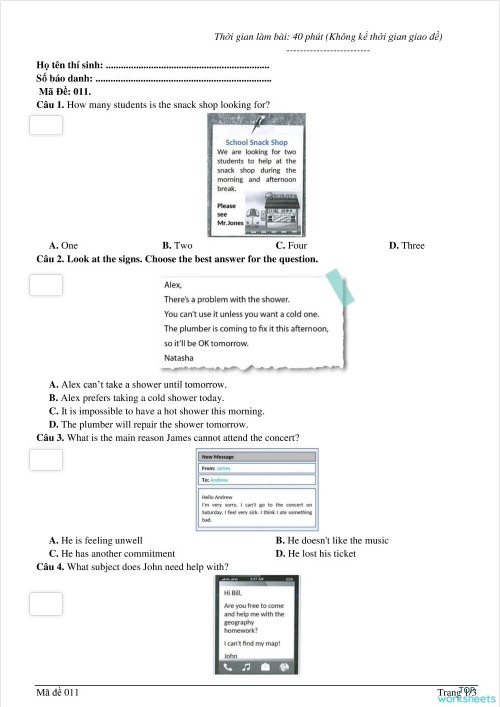 TEST 11 - SIGNS. Interactive worksheet | TopWorksheets