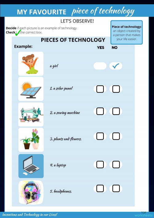 My favorite piece of technology. Interactive worksheet | TopWorksheets