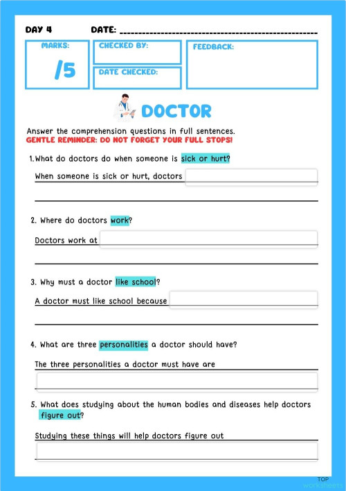 Occupation - Doctor *. Interactive worksheet | TopWorksheets