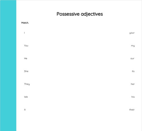 Possessive adjectives. Interactive worksheet | TopWorksheets