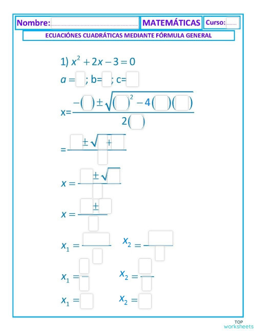 FÓRMULA GENERAL. Ficha interactiva | TopWorksheets