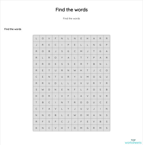Find the words. Bài tập tương tác | TopWorksheets