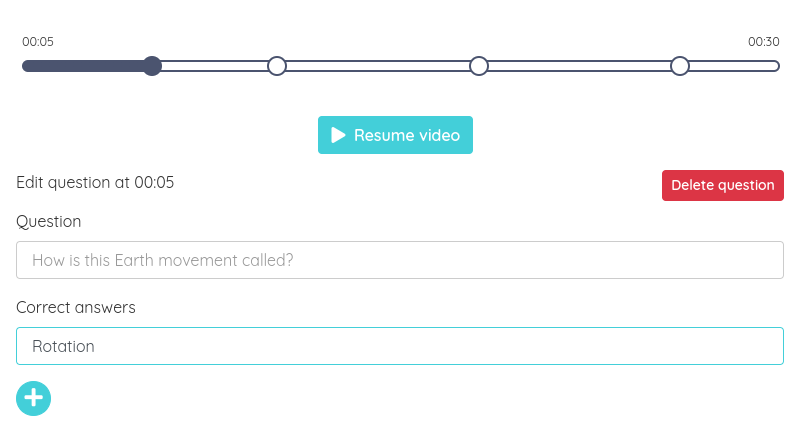 Add question to interactive video