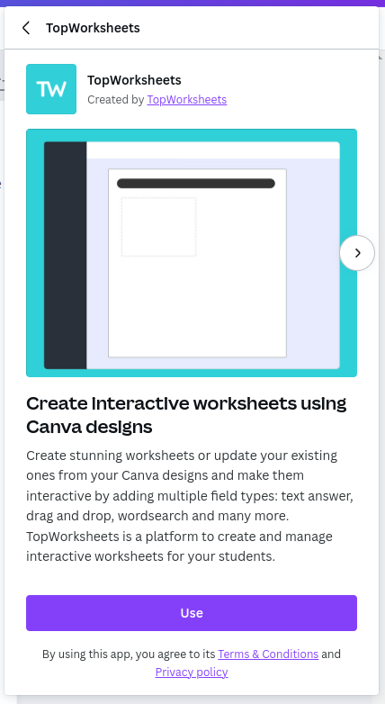 Introduction to TopWorksheets Canva app