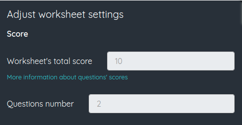 Total worksheet score