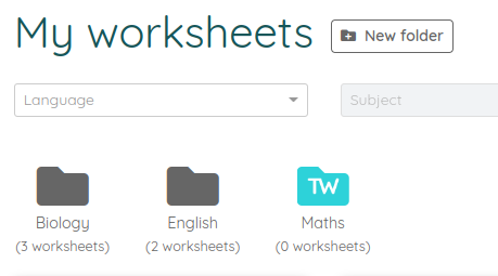 Organize worksheets in folders