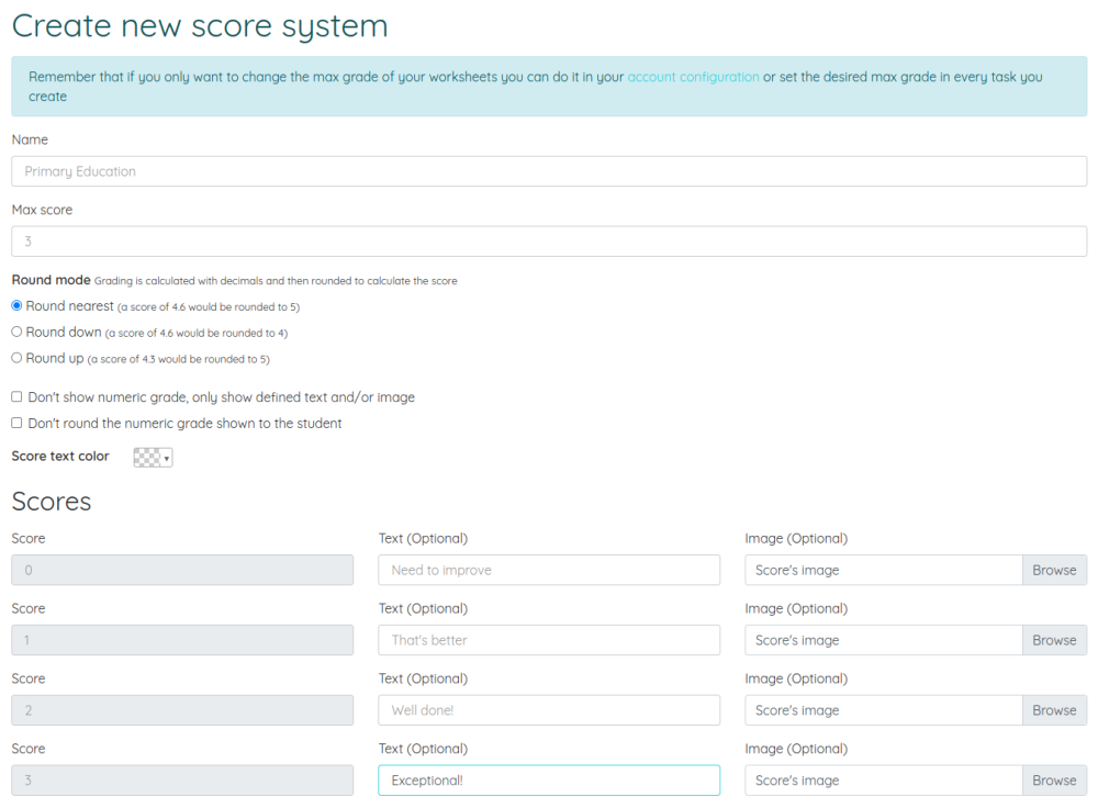 Create new score system